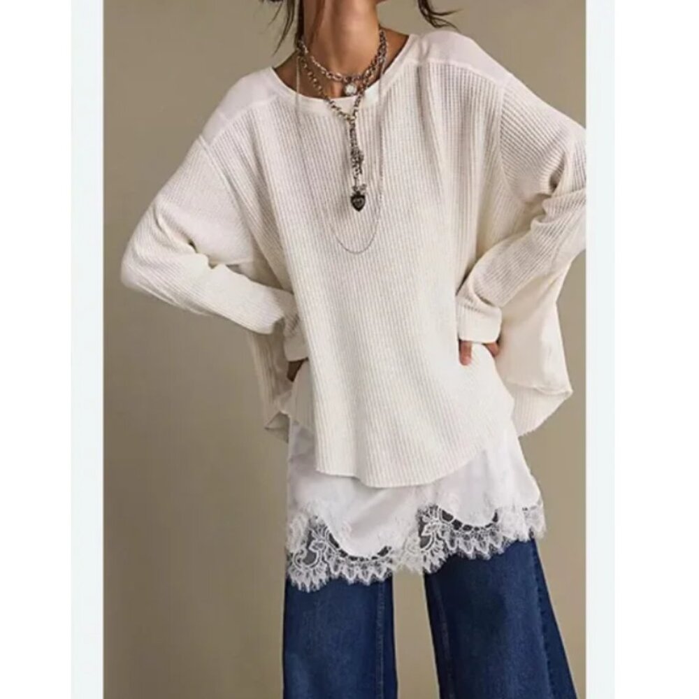Free People WE THE FREE Waffle Knit Shirt